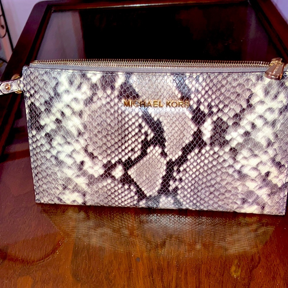 Michael Kors snakeskin look wristlet